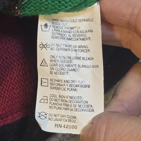 Basic Editions Holiday Patchwork Sweater Full Zip Appliques Embroidered Women M - Picture 11 of 12